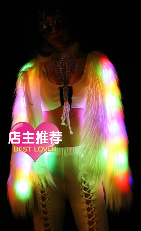 LED發光毛絨皮草彩色外套