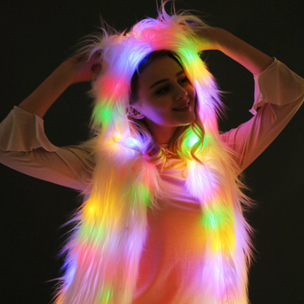 LED背心連帽毛絨外套演出服