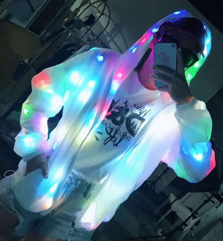 七彩LED連帽風衣