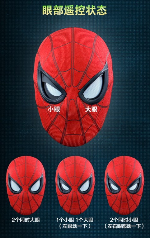 蜘蛛俠電動面具頭盔眼部控制玩具頭套
