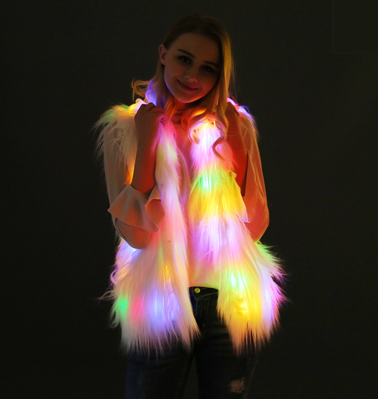 LED背心連帽毛絨外套演出服