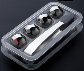 不銹鋼冰塊黑色多邊形4粒連夾 (304 Stainless Steel Chilling Reusable Ice Cubes)
