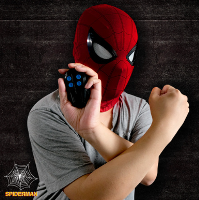 蜘蛛俠電動面具頭盔眼部控制玩具頭套