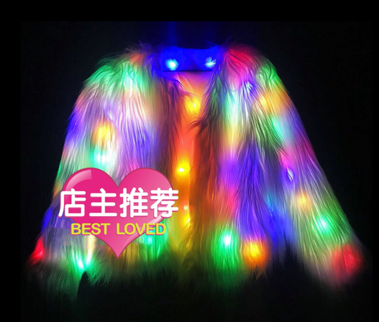 LED發光毛絨皮草彩色外套